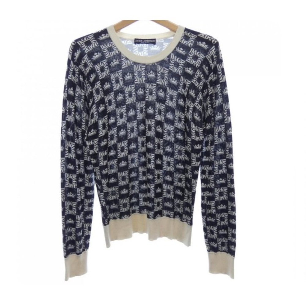 Dolce & Gabbana Blue Silk Logo Sweater